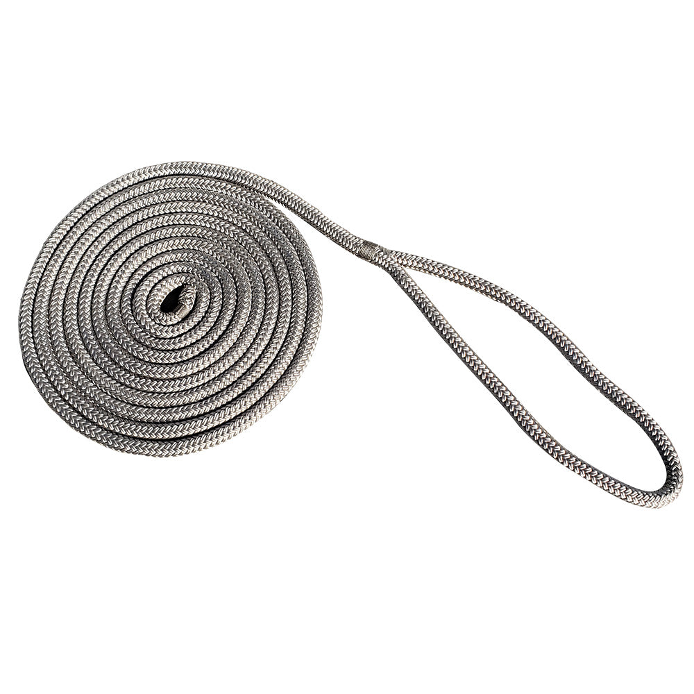 New England Rope 5/8" x 25' Nylon Double Braid Dock Line - Grey