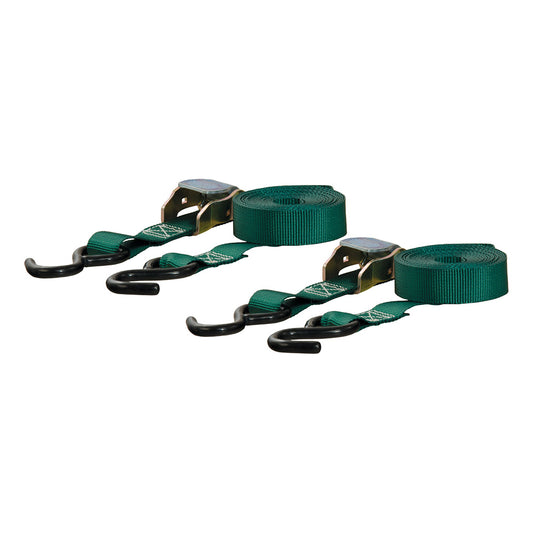 CURT 15' Dark Green Cargo Straps w/"S" Hooks - 300 lbs - 2 Pack (Pack of 4)