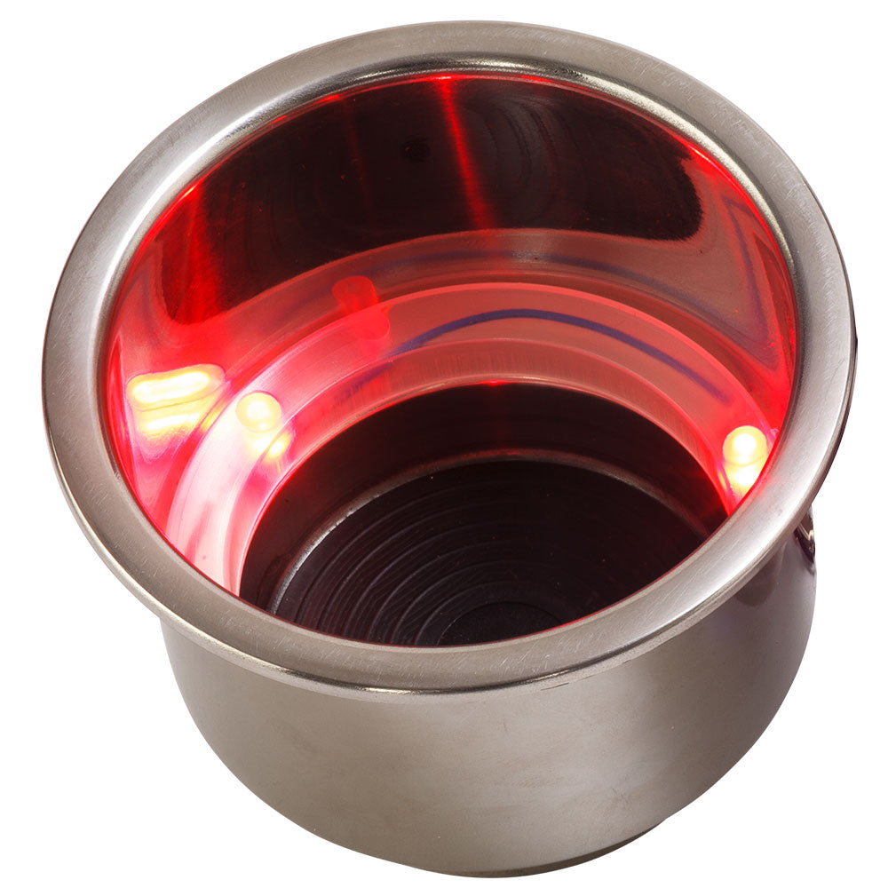 Sea-Dog LED Flush Mount Combo Drink Holder w/Drain Fitting - Red LED (Pack of 4)