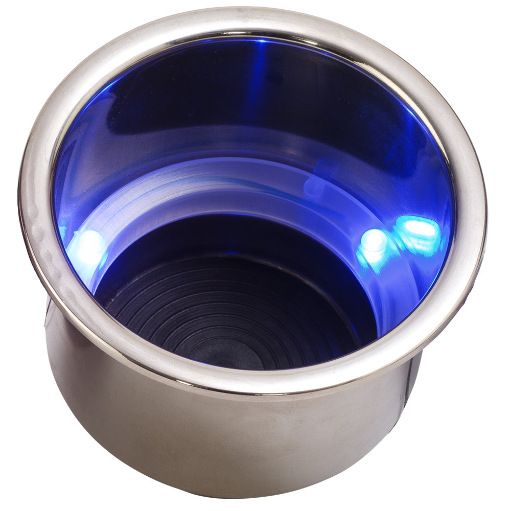 Sea-Dog LED Flush Mount Combo Drink Holder w/Drain Fitting - Blue LED (Pack of 4)