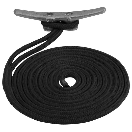 Sea-Dog Double Braided Nylon Dock Line - 3/8" x 10' - Black (Pack of 6)