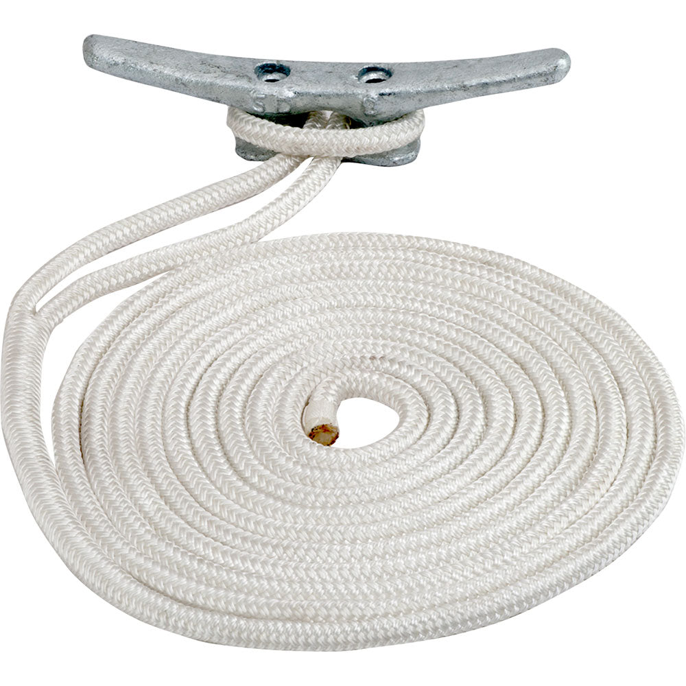 Sea-Dog Double Braided Nylon Dock Line - 3/8" x 10' - White (Pack of 6)