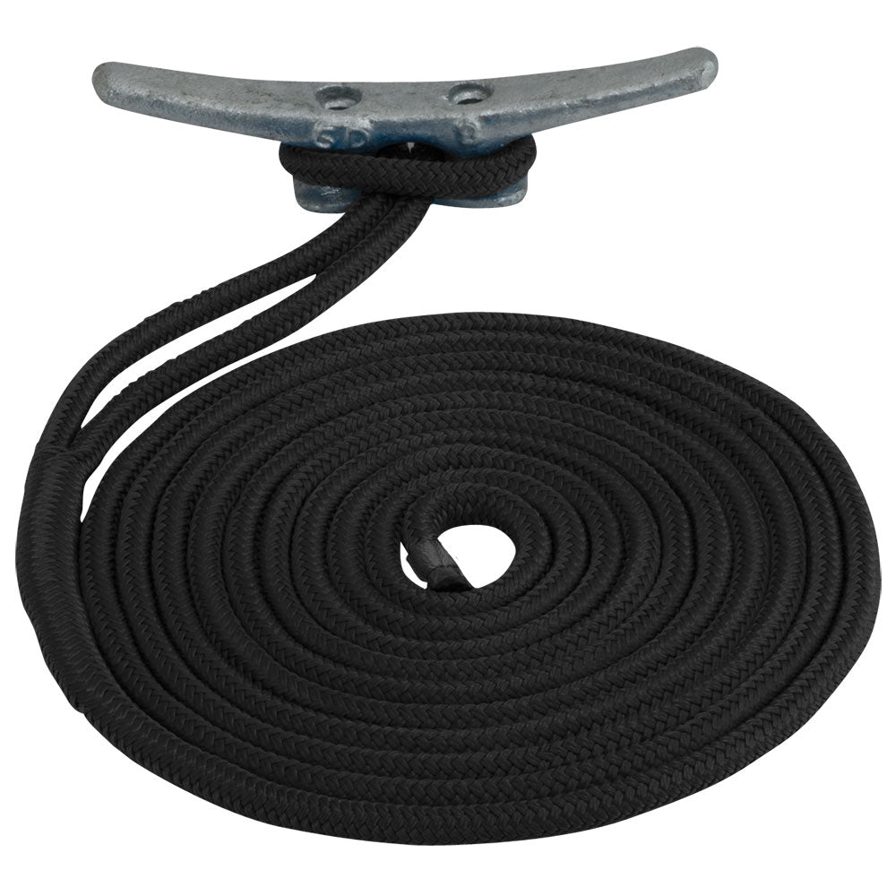 Sea-Dog Double Braided Nylon Dock Line - 5/8" x 20' - Black (Pack of 2)