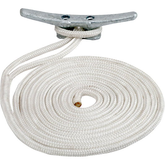 Sea-Dog Double Braided Nylon Dock Line - 5/8" x 50' - White