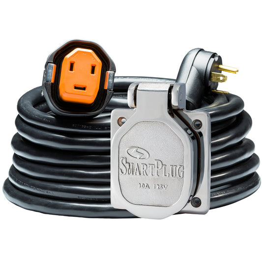 SmartPlug RV Kit 30 AMP Dual Configuration Cordset & Stainless Steel Inlet Combo - 30'