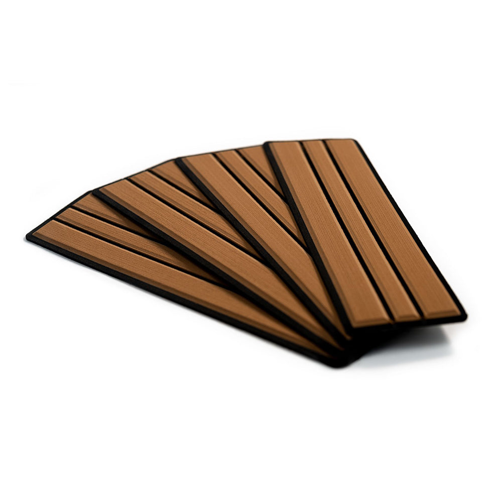 SeaDek Faux Teak 4-Piece Step Kit - Mocha/Black (Pack of 2)