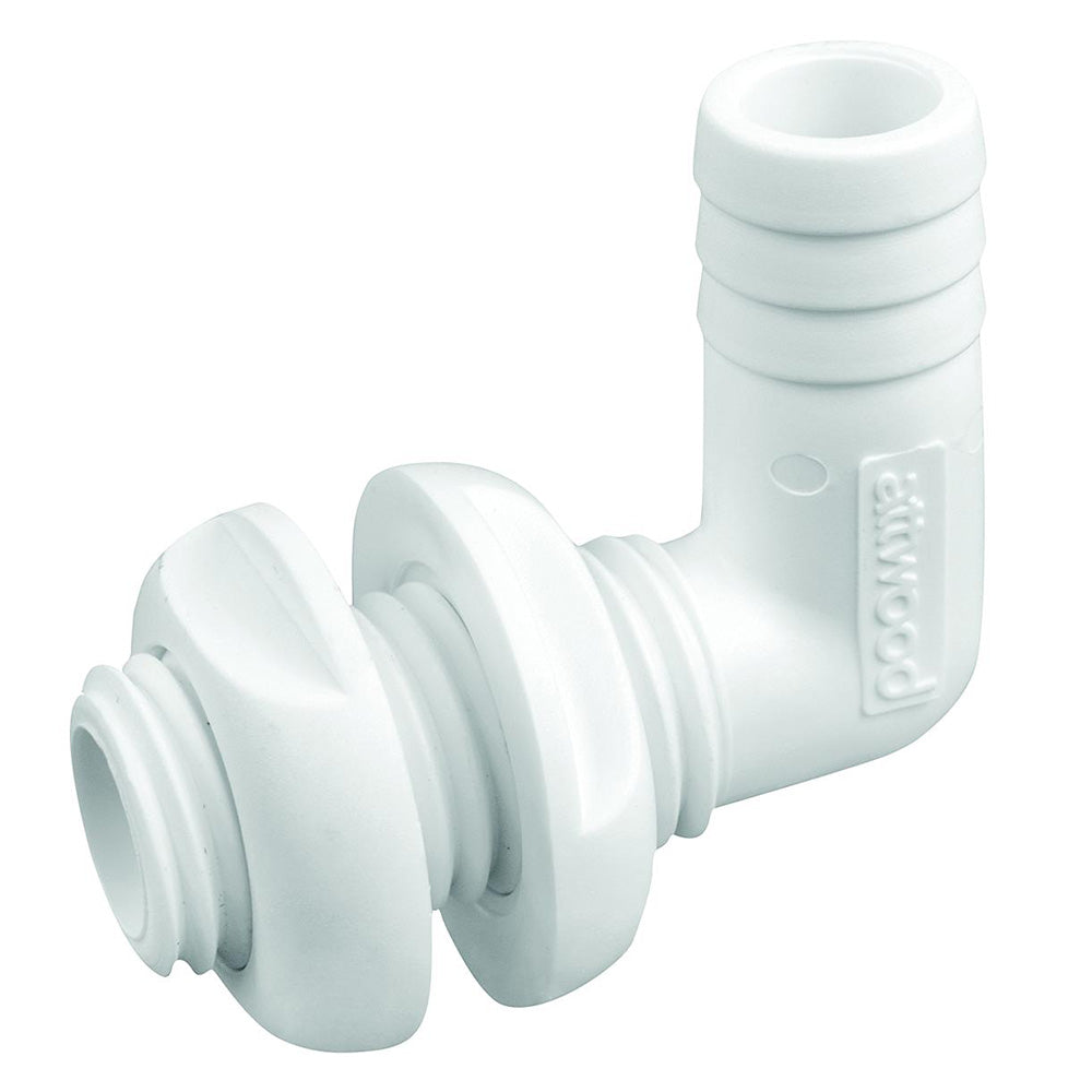 Attwood White Plastic 90 Degree Thru-Hull Connector - 3/4" Inner Diameter (Pack of 6)